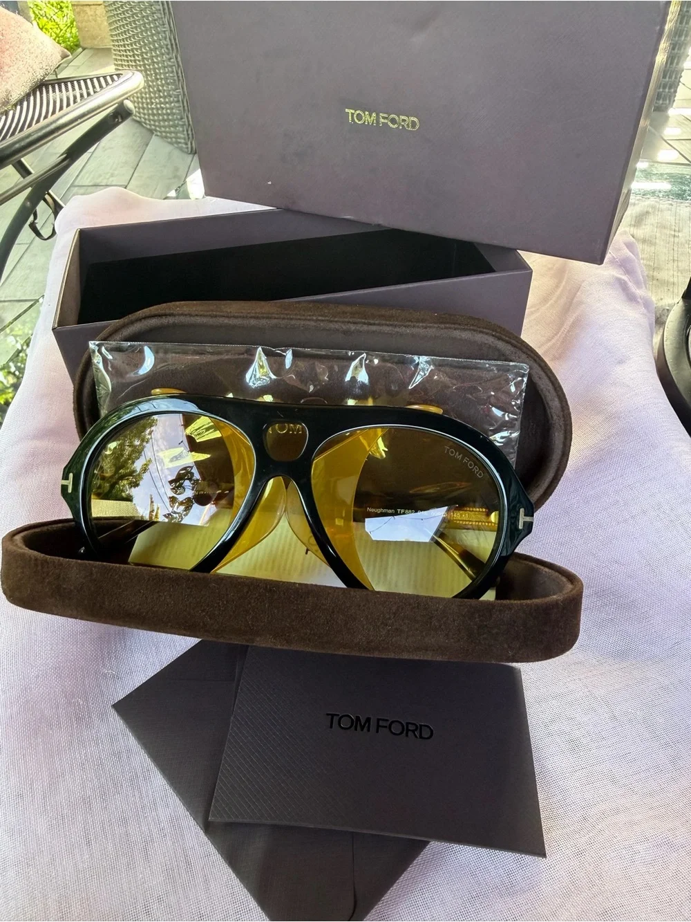 Tom Ford Neughman Black and Yellow Tortoiseshell Sunglasses